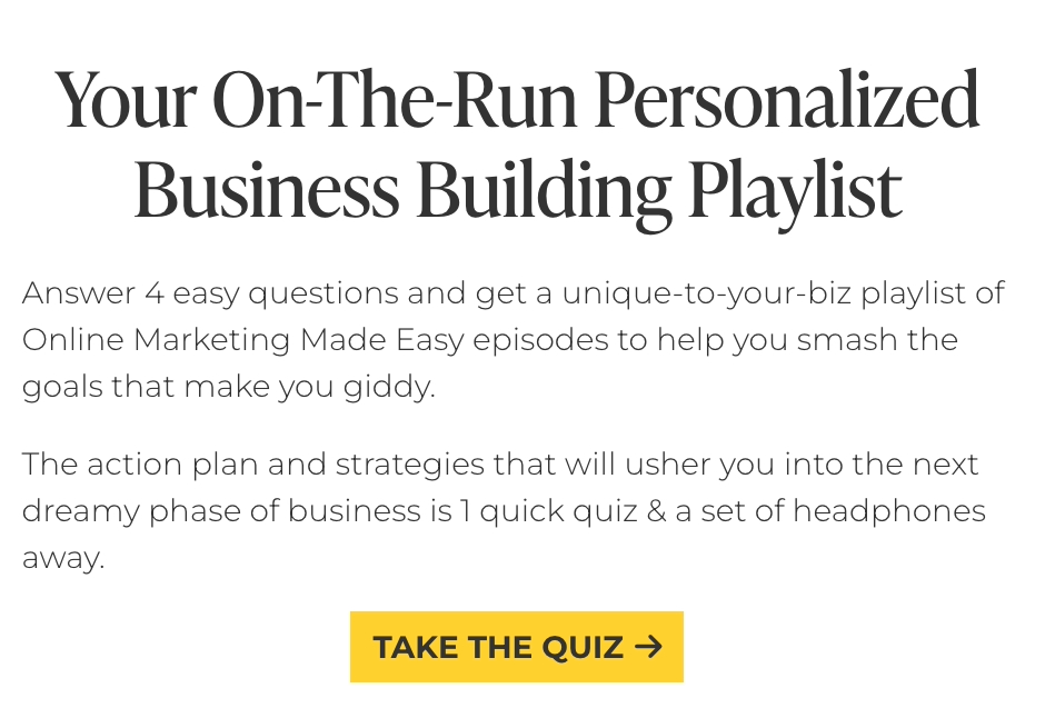 Amy Porterfield uses a playlist quiz to attract leads for her podcast.