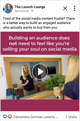 An example of a type of ad that online course creators use to build engagement on their social media